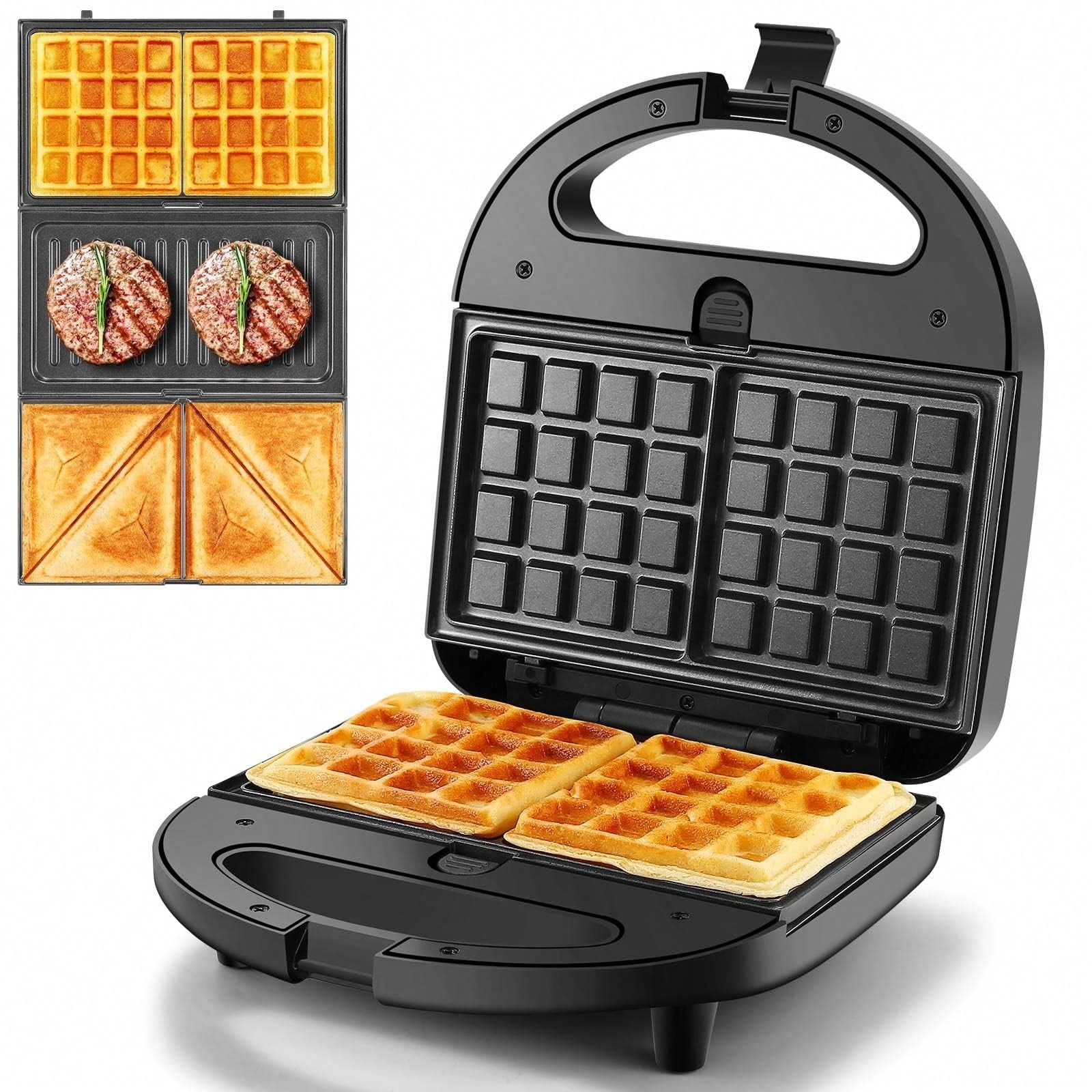 Breakfast Sandwich Press - Urządzenie 3-w-1 do robienia kanapek, gofrów