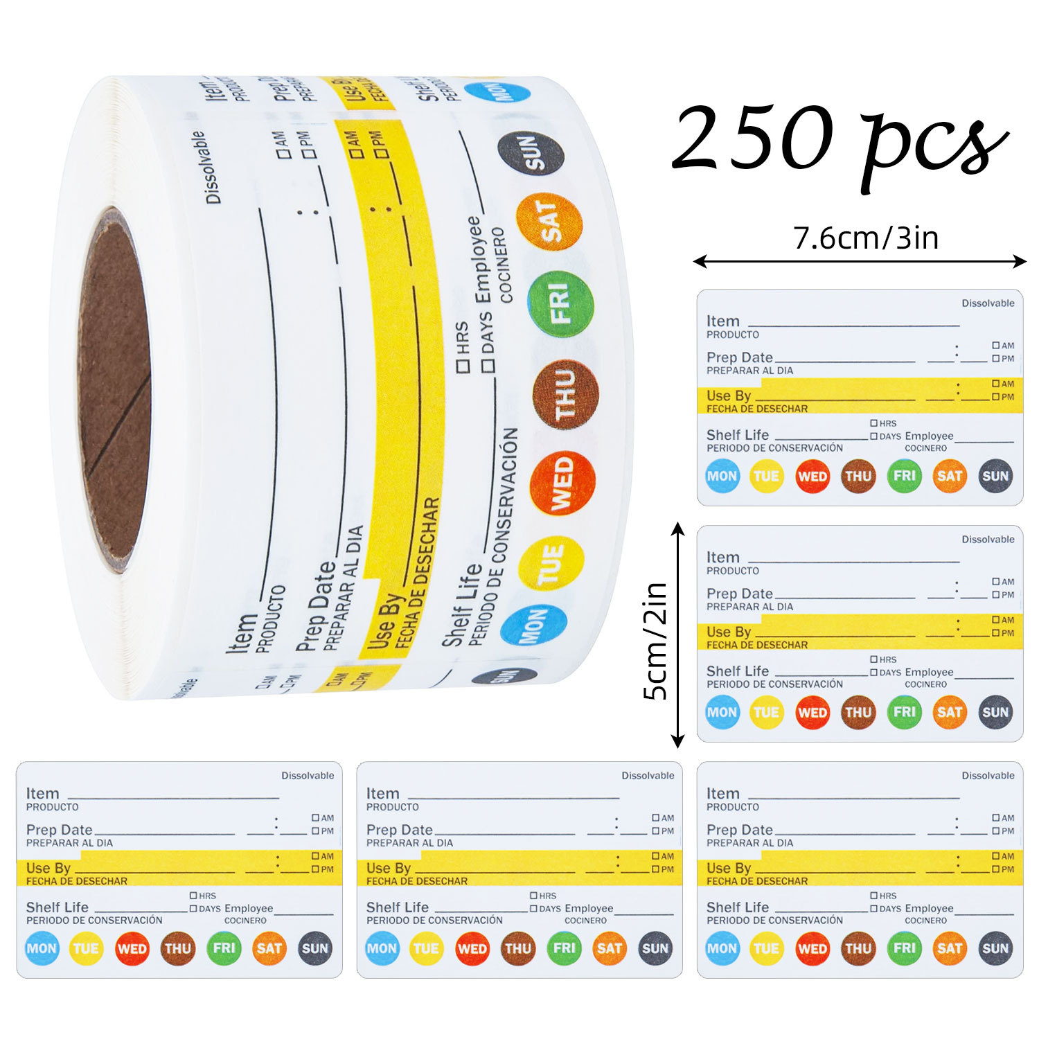Meal Prep Chef - 250 sztuk/rolka Etykiety z datą do