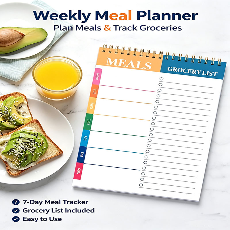 Meal Prep Weekly - Tygodniowy planer posiłków, notatnik 5,6x8,5 cala,