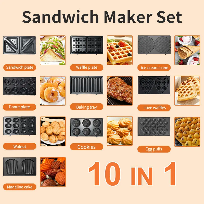 Breakfast Sandwich Press - Urządzenia domowe 220/110V 10 w 1
