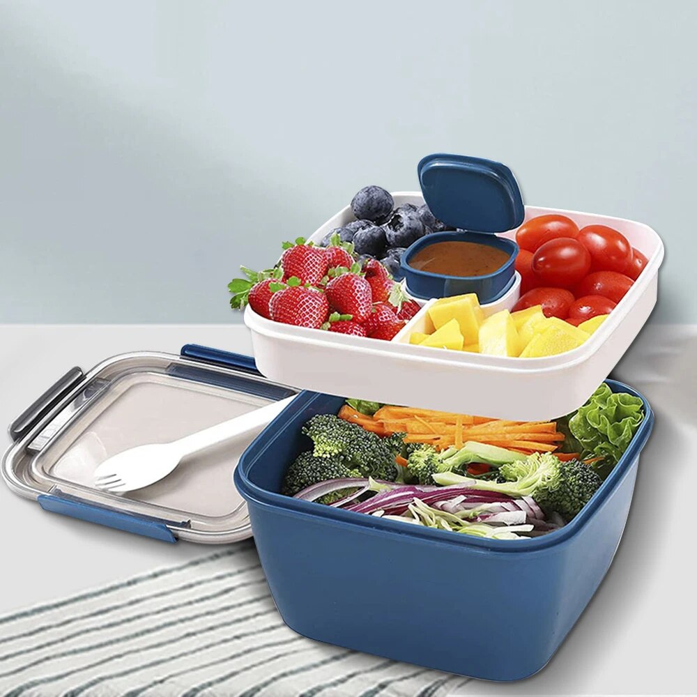 Meal Prep Tupperware - 1100ml/1500ml Przenośny pojemnik na lunch 2-warstwowa